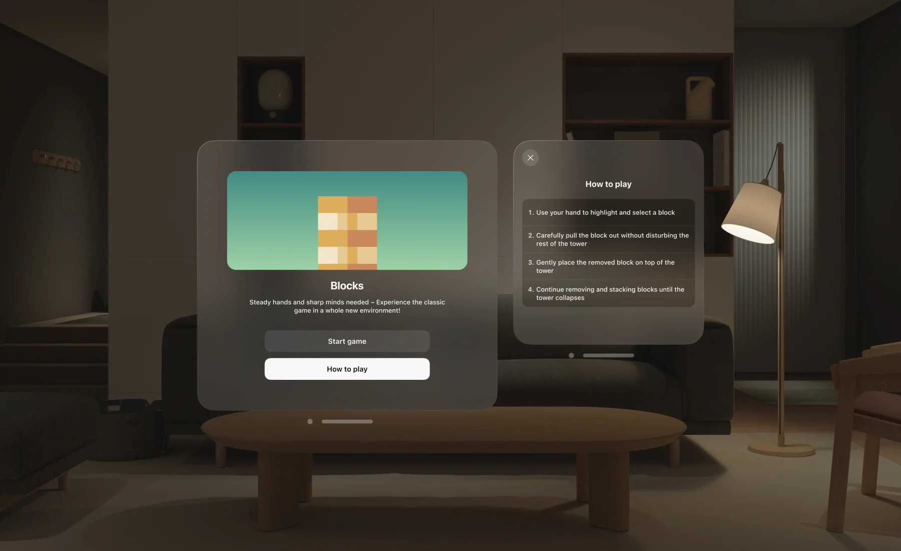 Immersive visionOS Gaming Experience in Blocks App